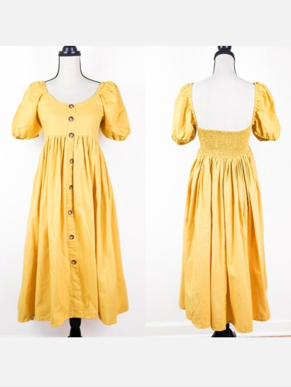 🦋LAST🦋 NWT Bali ELF Adele Linen Midi Dress, Honey Cream, Size Large